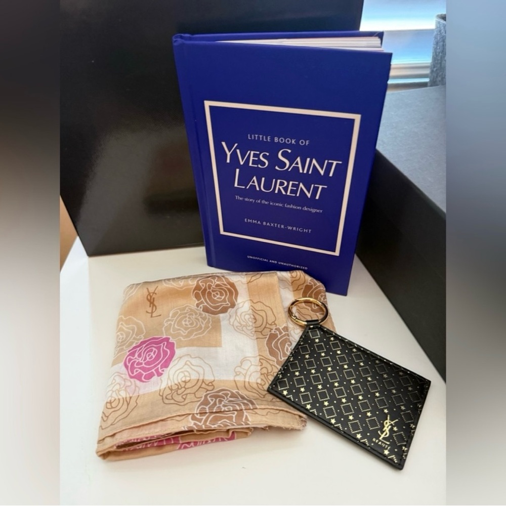 🌻 YSL Vintage Floral Handkerchief, Beauty Mirror & Book